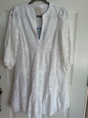Sail to Sable White Eyelet Tiered Mini Dress